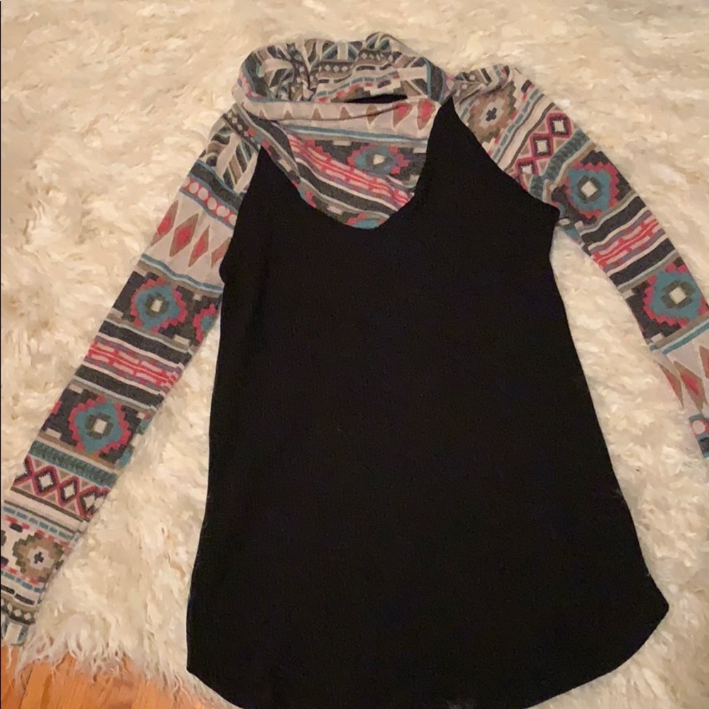 Cowl neck Aztec sweater
